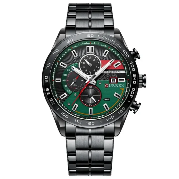 Curren 8410 Black Green ανδρικό ρολόι με μπρασελέ