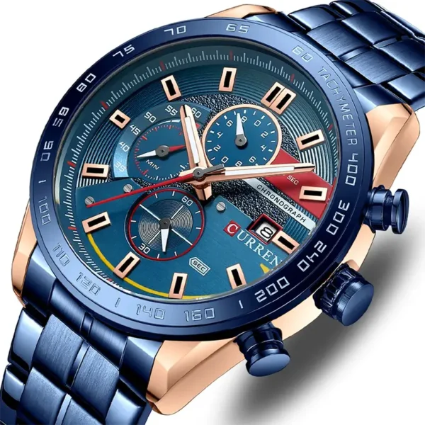 Curren 8410 Blue ανδρικό ρολόι με μπρασελέ και καντράν με ημερομηνία