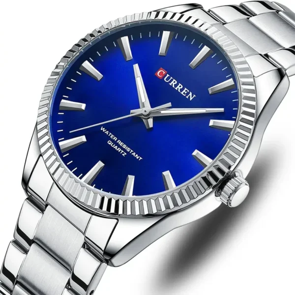 Curren 8425 Blue ανδρικό ρολόι με μπρασελέ, αδιάβροχο 3atm