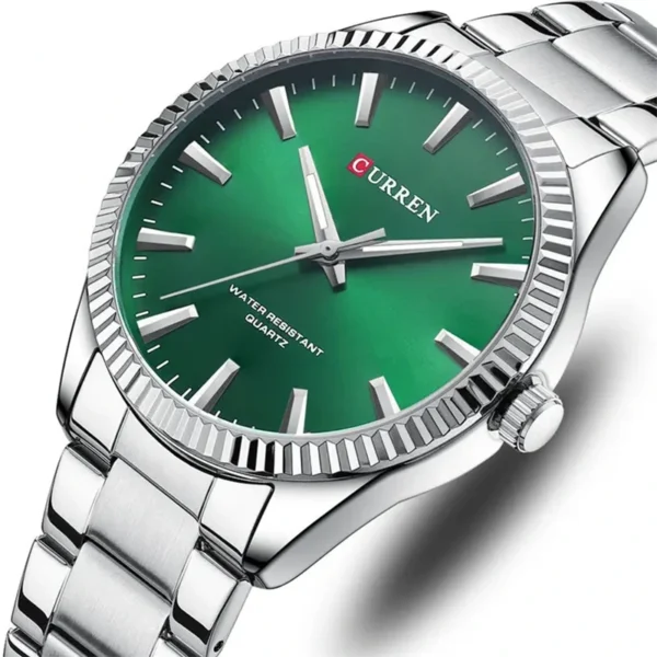 Curren 8425 Green ανδρικό ρολόι με μπρασελέ, αδιάβροχο 3atm