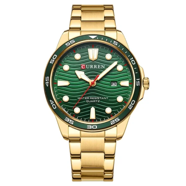 Curren 8426 Gold Green ανδρικό ρολόι με μπρασελέ