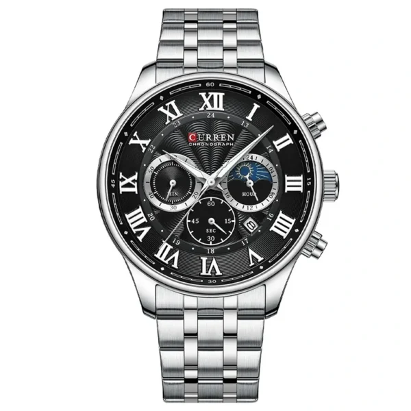 Curren 8427 Silver Black ανδρικό ρολόι με μπρασελέ