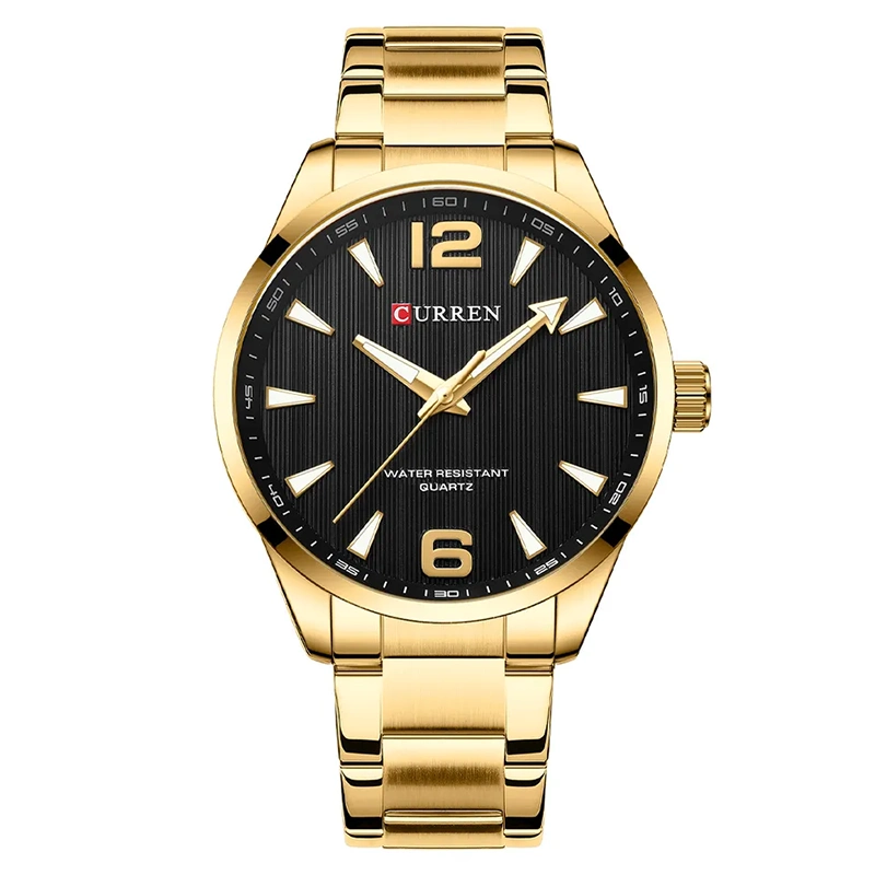 Curren 8434 Gold Black ανδρικό ρολόι με μπρασελέ