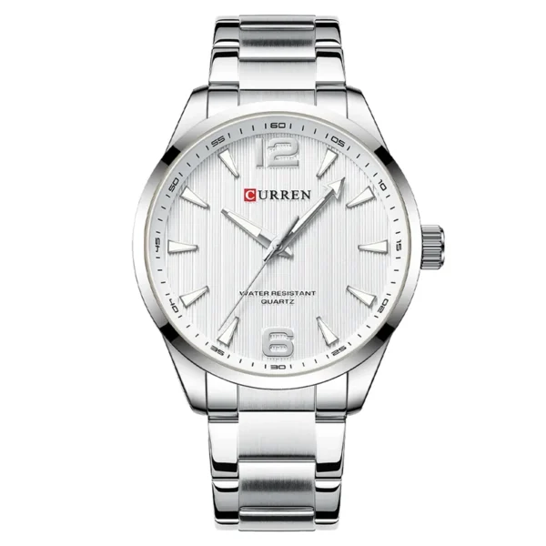 Curren 8434 Silver White ανδρικό ρολόι με μπρασελέ