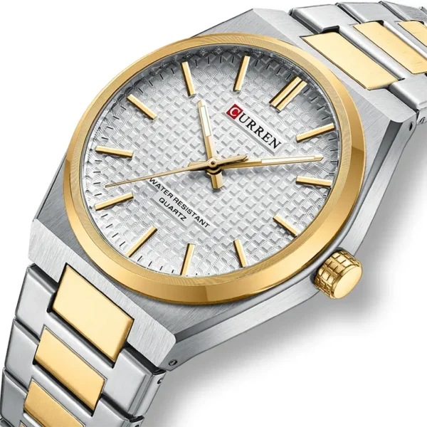 Curren 8439 Silver Gold ανδρικό ρολόι με μπρασελέ, αδιάβροχο 3atm