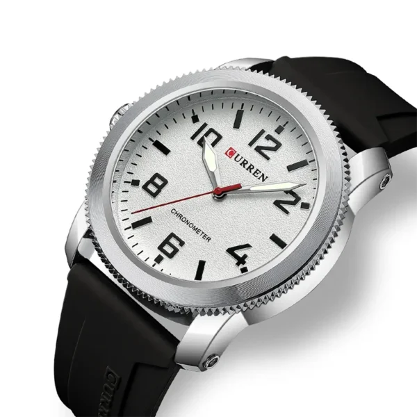 Curren 8454 Black White ανδρικό ρολόι, αδιάβροχο 3atm