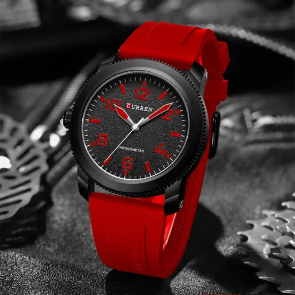 Curren 8454 Red ανδρικό ρολόι με κόκκινο λουράκι σιλικόνης