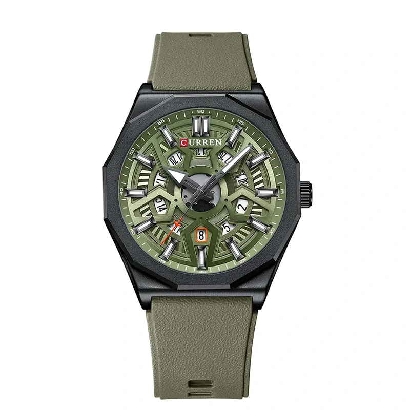Curren 8437 Green ανδρικό ρολόι με λουράκι σιλικόνης