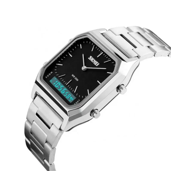 Skmei 1220 Silver ανδρικό ρολόι με μπρασελέ με αναλογικές και ψηφιακές ενδείξεις