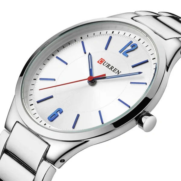 Curren 8280 Silver ανδρικό ρολόι με μπρασελέ και λευκό καντράν