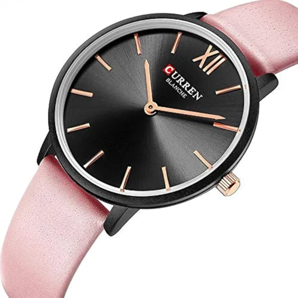 Curren 9040 Leather Pink Black γυναικείο ρολόι με δερμάτινο λουράκι