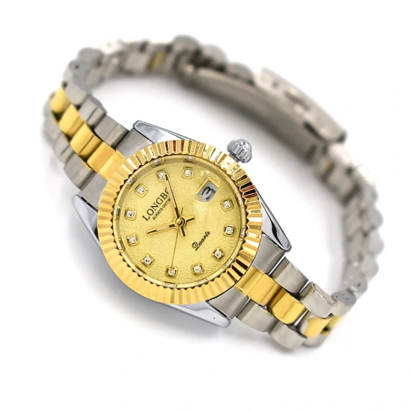 Longbo γυναικείο ρολόι με μπρασελέ και ένδειξη ημερομηνίας, Awear Francis Gold Silver