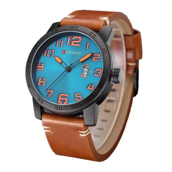 Curren 8254 Brown ανδρικό ρολόι με δερμάτινο λουράκι και καντράν με ημερομηνία