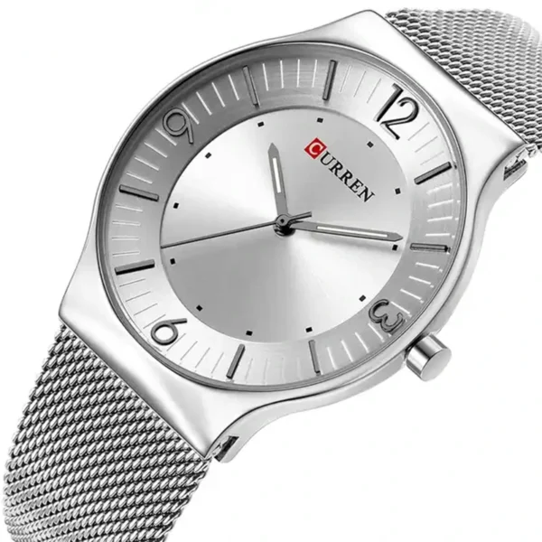 Curren 8304 Silver ανδρικό ρολόι με μπρασελέ πλέγμα από ανοξείδωτο ατσάλι