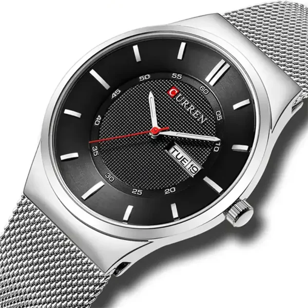 Curren 8311 Silver Black ανδρικό ρολόι με μπρασελέ και ένδειξη ημερομηνίας