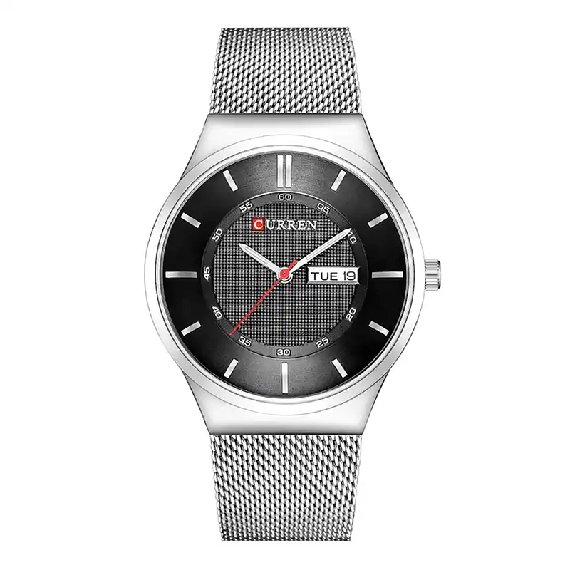 Curren 8311 Silver Black ανδρικό ρολόι με μπρασελέ