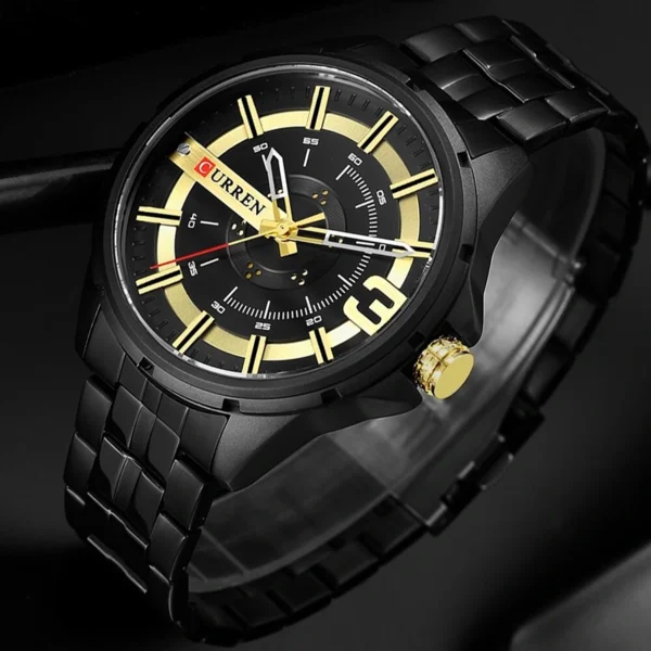 Curren 8333 Black Gold ανδρικό ρολόι με μπρασελέ, αδιάβροχο 3 atm