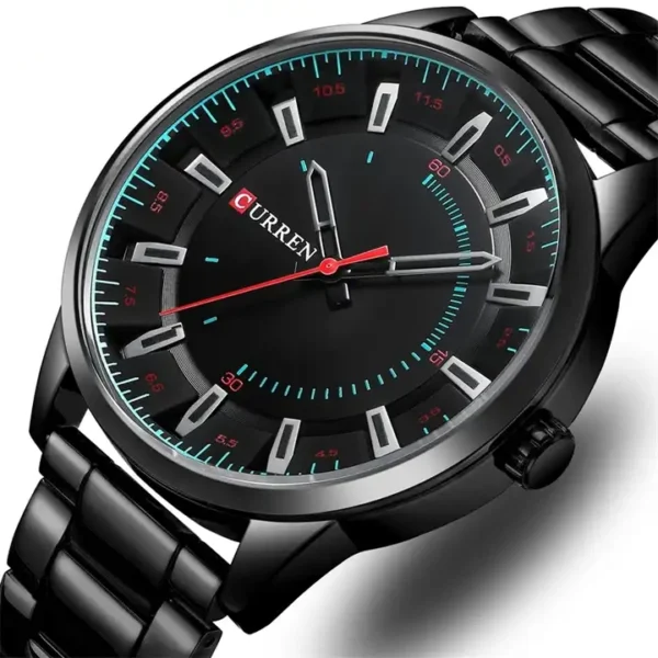 Curren 8406 Black ανδρικό ρολόι με μπρασελέ μαύρο και καντράν με ασημί λεπτομέρειες