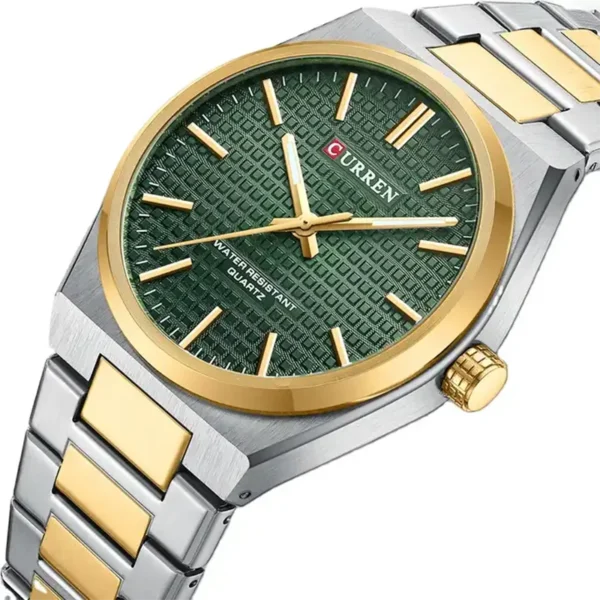 Curren 8439 Green ανδρικό ρολόι με μπρασελέ με διχρωμία ασημί χρυσό