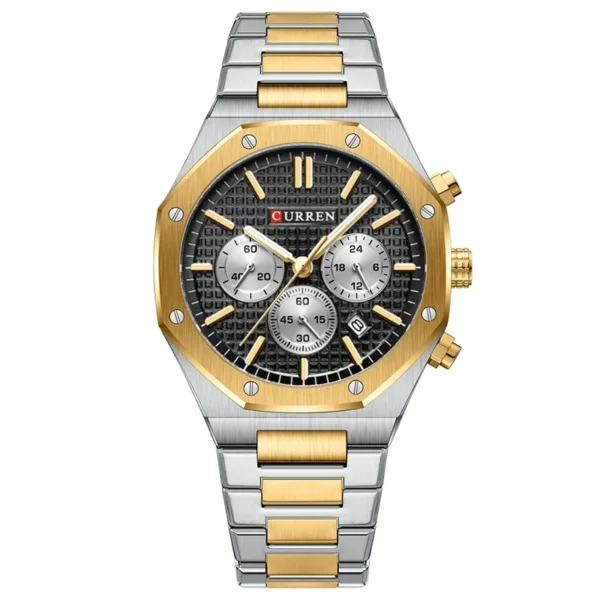 Curren 8440 Silver Gold Black ανδρικό ρολόι με μπρασελέ