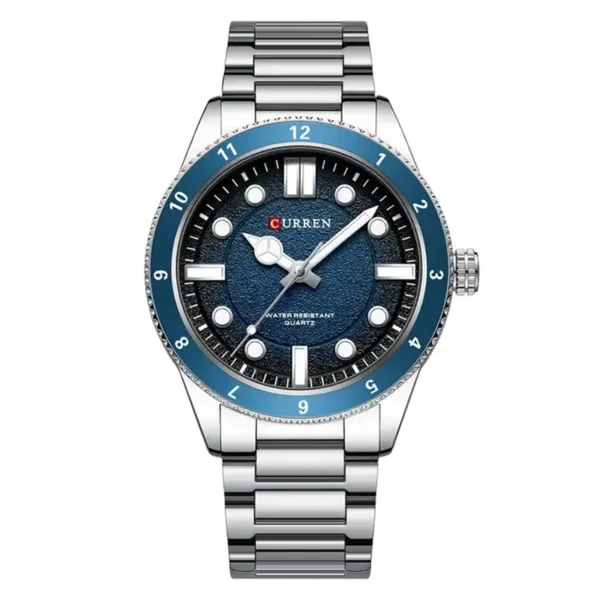 Curren 8450 Silver Blue ανδρικό ρολόι με μπρασελέ