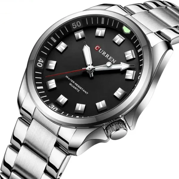 Curren 8451 Silver Black ανδρικό ρολόι με μπρασελέ ασημί και μαύρο καντράν