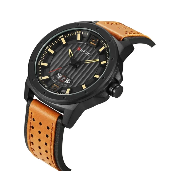 Curren 8293 Brown Black ανδρικό ρολόι με δερμάτινο λουράκι και ένδειξη ημερομηνίας
