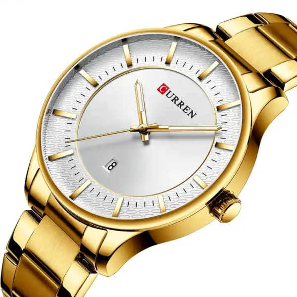 Curren 8347 Gold ανδρικό ρολόι με μπρασελέ και ένδειξη ημερομηνίας