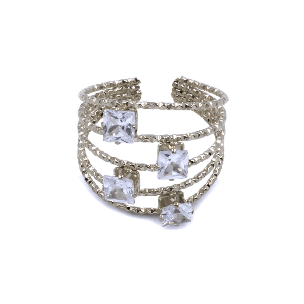 Δαχτυλίδι γυναικείο, ατσάλινο, ασημί, με στρας, Awear Orion Silver