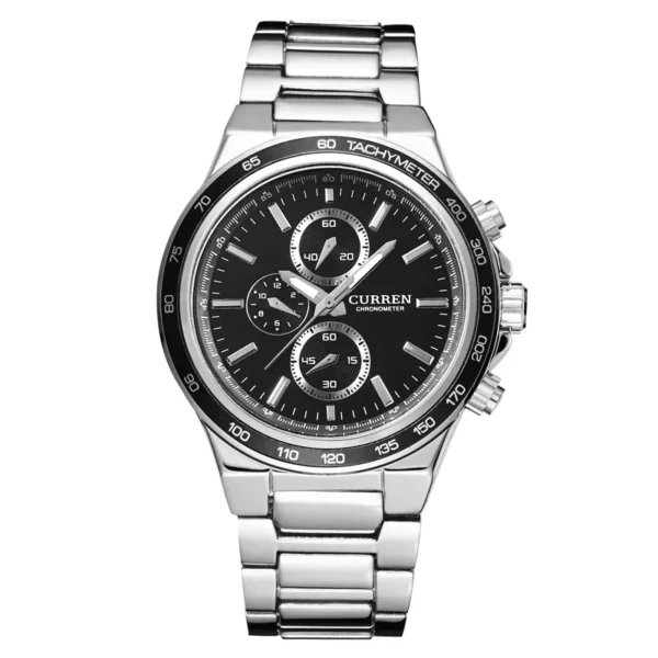 Curren 8011 Silver Black ανδρικό ρολόι με μπρασελέ