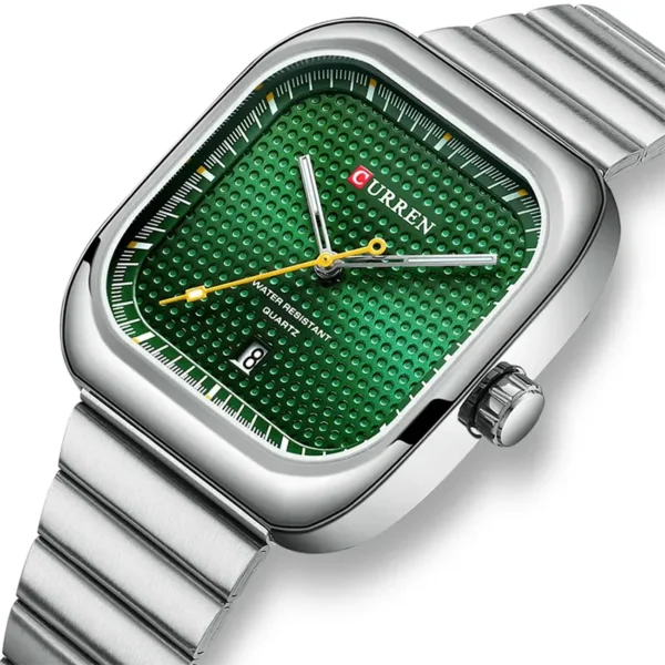 Curren 8460 Silver Green ανδρικό ρολόι με μπρασελέ