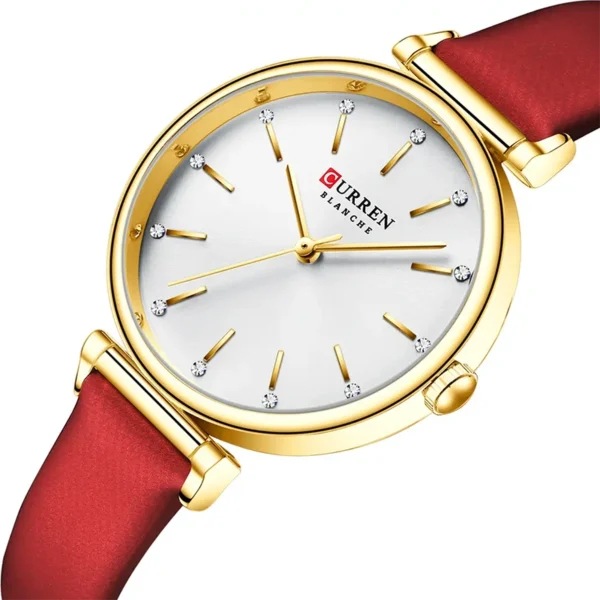 Curren 9081 Red γυναικείο ρολόι με λευκό καντράν με στρας