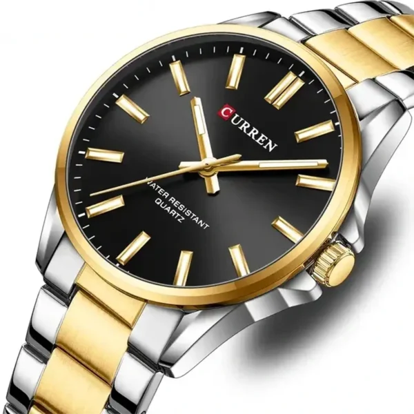 Curren 9090 Gold Black, γυναικείο ρολόι με μαύρο καντράν