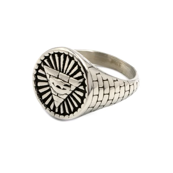 Ανδρικό δαχτυλίδι με ανάγλυφο σχέδιο σε ασημί χρώμα, Awear Pearce Silver