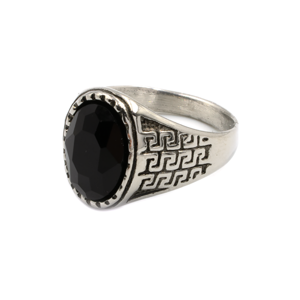 Ανδρικό δαχτυλίδι με πέτρα, μαύρη, Awear Clark Silver