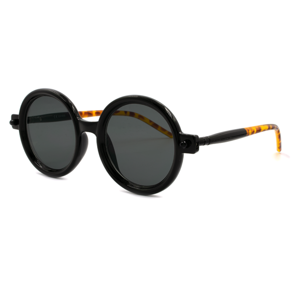 Στρογγυλά γυαλιά ηλίου με λεοπάρ βραχίονες Awear Dante Black