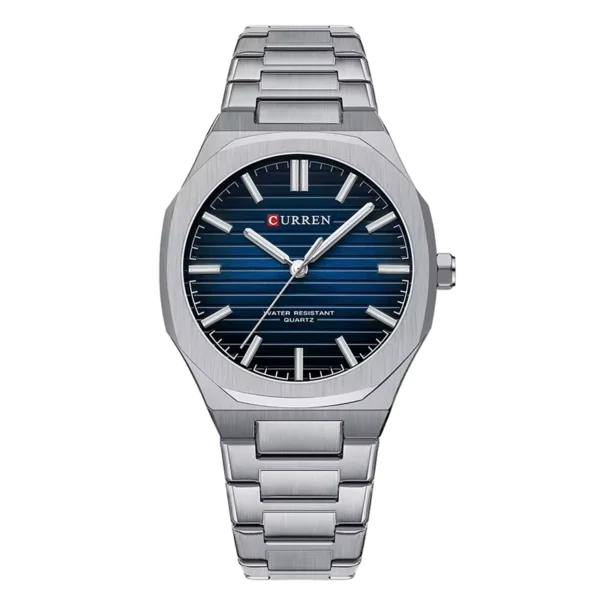 Curren 8456 Silver Blue ανδρικό ρολόι με μπρασελέ