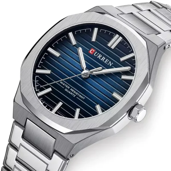 Curren 8456 Silver Blue ανδρικό ρολόι με μπρασελέ ασημί