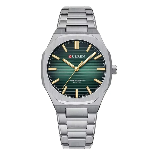 Curren 8456 Silver Green ανδρικό ρολόι με μπρασελέ