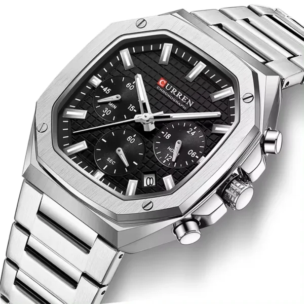 Curren 8459 Silver Black ανδρικό ρολόι με μπρασελέ